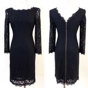 CACHÉ Lace Little Black Sheath Dress Long Sleeve 6